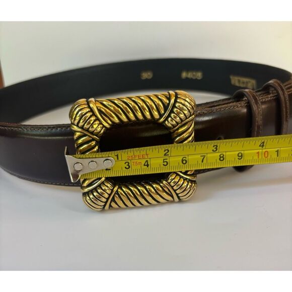 Vintage 70’s Vicenza Calfskin Modernist Belt in Chocolate Size 30 - Picture 5 of 10
